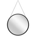 Infinity Instruments Franc Black 2 - 22" Round Wall Mirror, Black Frame and Metal Chain 20209BK